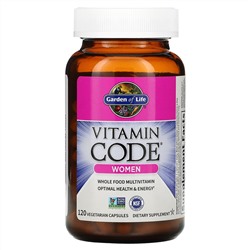 Garden of Life, Vitamin Code, мультивитамины из цельных продуктов для женщин, 120 вегетарианских капсул