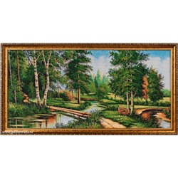 Картина гобелен 40x80 Бревенчатый мостик / F319 /10012-2 (ML093F-N502) / золотая нить