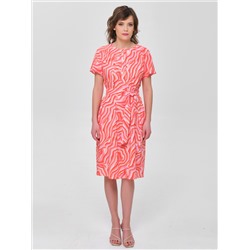 Платье коралловое с коротким рукавом