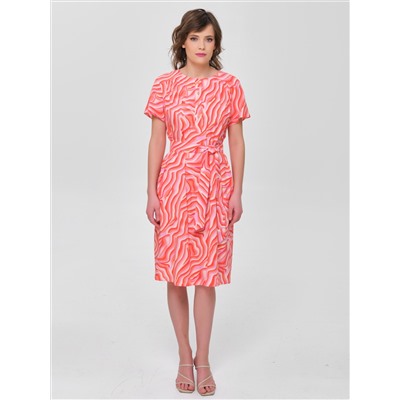 Платье коралловое с коротким рукавом