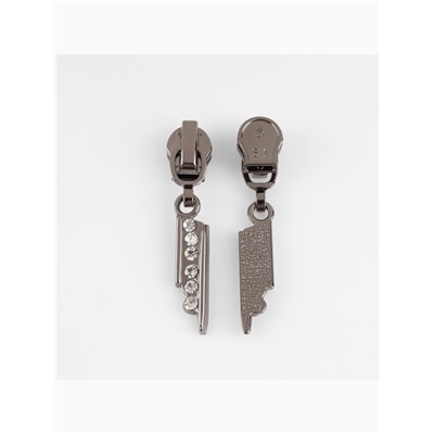 Бегунок для молнии «Спираль», №5, «Стразы», цвет чёрный никель