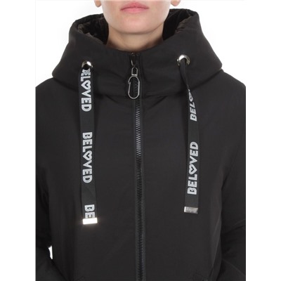 2238 BLACK Пальто женское зимнее AKIDSEFRS (200 гр. холлофайбера)