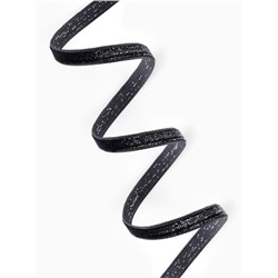 Лента бархатная, с серебряным люрексом, 6 мм, 18±1 м, чёрная №03