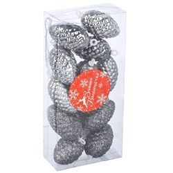 Ёлочная игрушка "Шишки" (набор 12 шт) 4х2,5 см, серебро