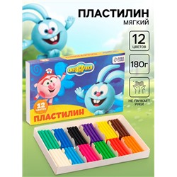 Пластилин 12 цветов, 180 г «Смешарики»