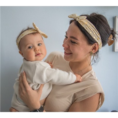 Повязка на голову для мамы и дочки Крошка Я «Family look», новогодний, 2 шт., бежевый