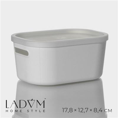 Контейнер для хранения с крышкой LaDо́m «Лёгкость», 17.8×12.7×8.4 см, белый