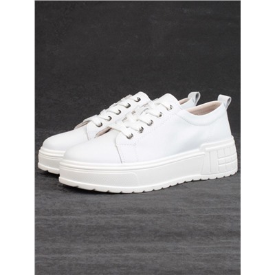 05-PDD200-1 WHITE Кроссовки женские (натуральная кожа)