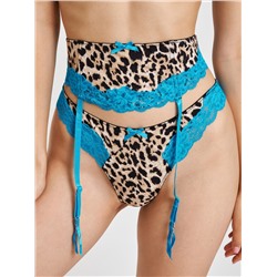 Трусы с поясом для чулок Harries черный принт Infinity Lingerie