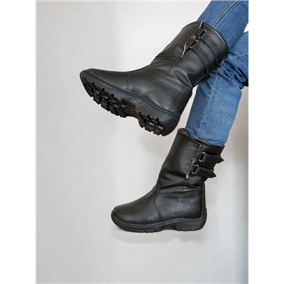 ММ-14 Черные сапоги, юфть, литая