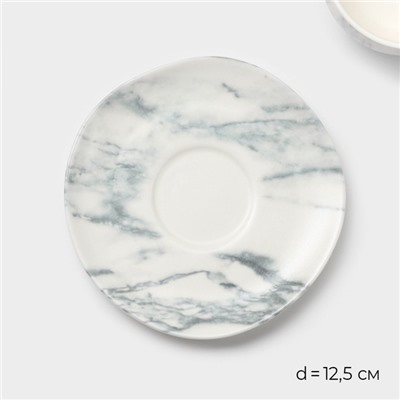 Набор чайный Magistro Real Marble, 4 предмета: 2 чашки 120 мл, 2 блюдца d=12.5 см, фарфор