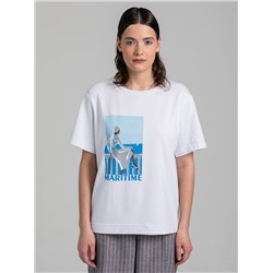 Футболка белая оверсайз с принтом