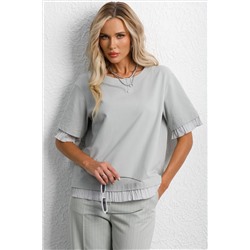 Футболка с эффектом многослойности в бледно-зелёном цвете