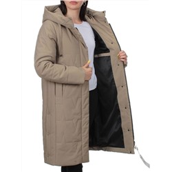 1120 DARK BEIGE Пальто зимнее облегченное женское (холлофайбер 150 гр.)