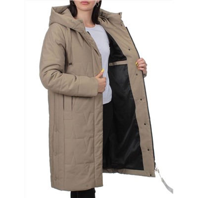 1120 DARK BEIGE Пальто зимнее облегченное женское (холлофайбер 150 гр.)