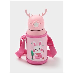 Термос детский «Единорог», 500 мл, с кружкой, два вида крышек, сохраняет тепло до 6 ч, нержавеющая сталь, розовый, МИКС