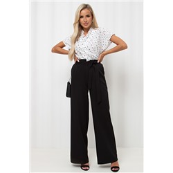 Брюки однотонные чёрные с поясом Шарлин №1