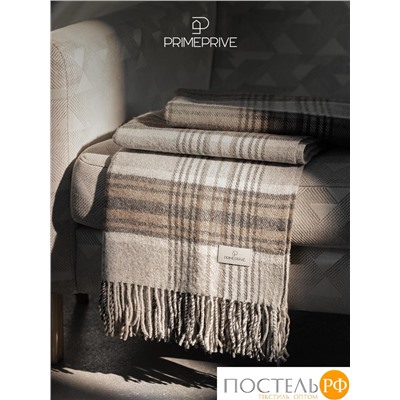 Prime Prive ГОСТА Плед св.сер. 140х200+10х2 см, 1 пр., 100% шерсть, 325 г/м2