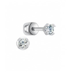 Серьги с фианитом родированные серебро 925*