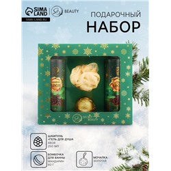 Новогодний подарочный набор косметики «Зимняя вьюга», с ароматом хвои. Зеленая серия