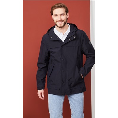 Ветровка мужская с несъемным регулируемым капюшоном F111-1302 тёмно-синяя