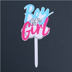 Топпер для торта на гендер-пати Boy or Girl, акрил