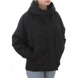9606 BLACK Куртка стеганная демисезонная женская (100 гр. холлофайбер)