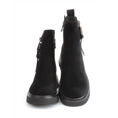 04-M3-L865 BLACK Ботинки зимние женские (натуральная замша, натуральный мех)