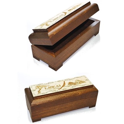 Шкатулка-Ларец  дерево, гравировка Байкал 18*7*7  см