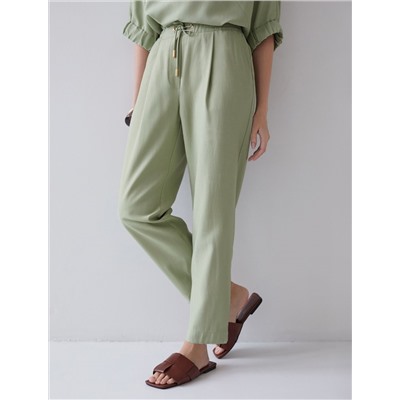 Брюки бананы с поясом на резинке из плотного лиоцелла