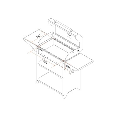 Мангал Family Standart BBQ FSB2000, 133.2×44.1×96.6 см, 2 мм, крышка, боковые полки