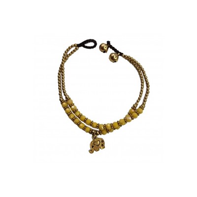 Браслет ручной работы с кулоном в виде слона (жёлтый) Handmade Bracelet with Elephant Pendant (Yellow)