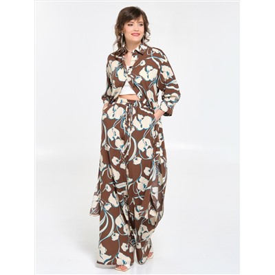 Блузка удлинённая коричневая из вискозы