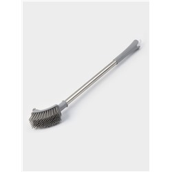 Ёршик для унитаза Доляна, силиконовый, 10×5×58 см, серый