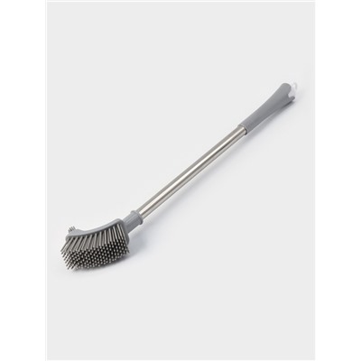 Ёршик для унитаза Доляна, силиконовый, 10×5×58 см, серый