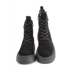 04-M3-1477 BLACK Ботинки зимние женские (натуральная замша, натуральный мех)