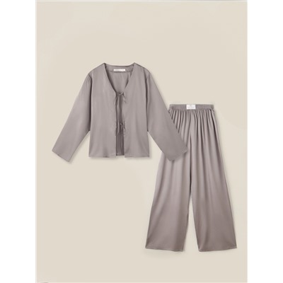 Пижама женская (рубашка, брюки) SL HOME Modal Home, серо-бежевая