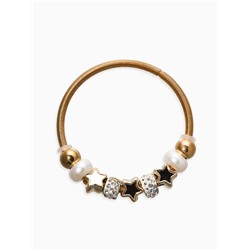 Браслет с шармами «Марджери», жемчуг, звёзды, белый в золоте, d=6.5 см