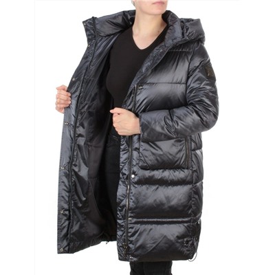 9106 BLACK Пальто зимнее женское  FLOWEROVE (200 гр. холлофайбера)