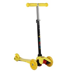 Самокат трехколесный от 2-х лет Yeenot Kids GT4105, до 30кг, вес 1.8кг, свет. колёса PU 110мм ABEC7, яркий жёлтый, БК/уп10/ АКЦИЯ!