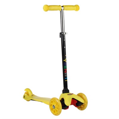 Самокат трехколесный от 2-х лет Yeenot Kids GT4105, до 30кг, вес 1.8кг, свет. колёса PU 110мм ABEC7, яркий жёлтый, БК/уп10/ АКЦИЯ!