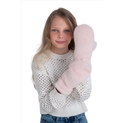 Варежки детские меховые пудра