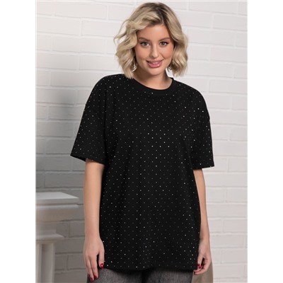 Футболка Ия (черная/стразы) Б15236-4М