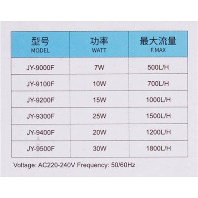 Фильтр внутренний JINGYE JY-9100F High-end, бесшумный, двухсекционный, 700 л/ч, 10 Вт