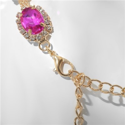 Колье «Бурлеск» овалы, цвет бело-розовый в золоте, 30 см