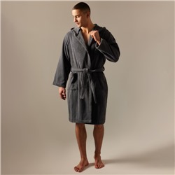 Халат махровый с капюшоном мужской SL HOME: Basic «Гри Сандре», размер M, хлопок 100%, тёмно-серый
