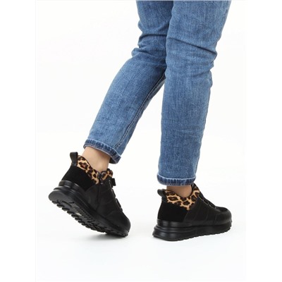 01-A226-4B BLACK Ботинки демисезонные женские (натуральная кожа, натуральная замша)