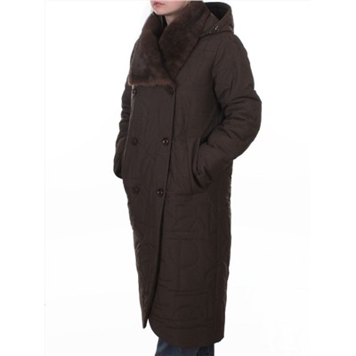 A617 BROWN Пальто зимнее женское (верблюжья шерсть, 120 гр. холлофайбер)