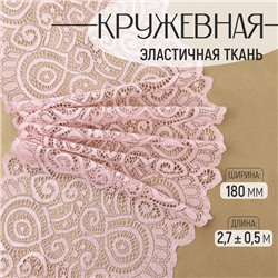Кружевная эластичная ткань, 180 мм, 2.7±0.5 м, пудровая