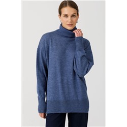 Водолазка вязаная синяя с длинными рукавами
